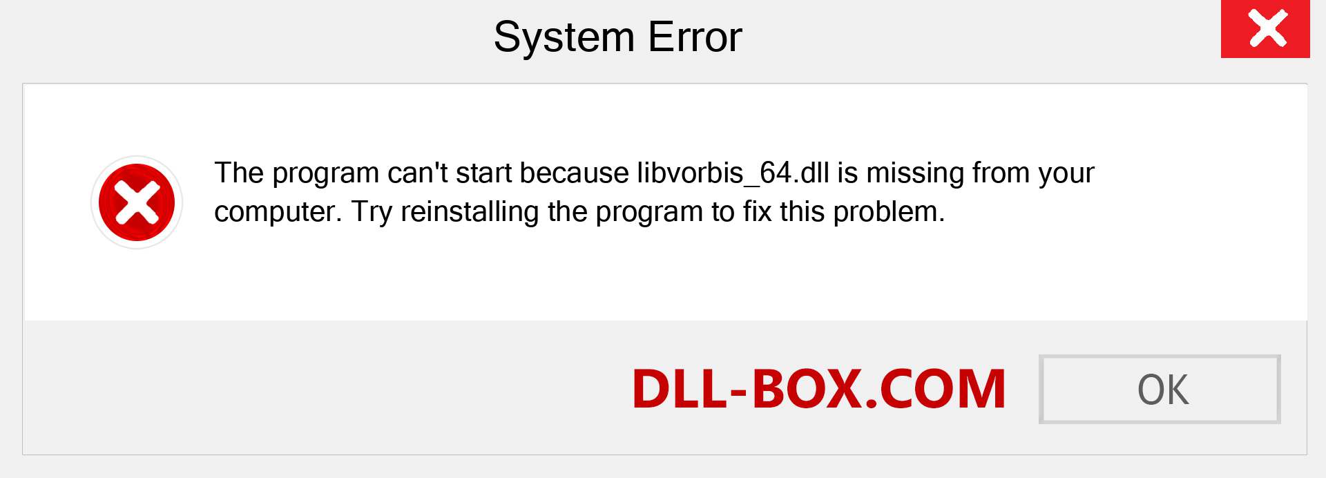  libvorbis_64.dll file is missing?. Download for Windows 7, 8, 10 - Fix  libvorbis_64 dll Missing Error on Windows, photos, images