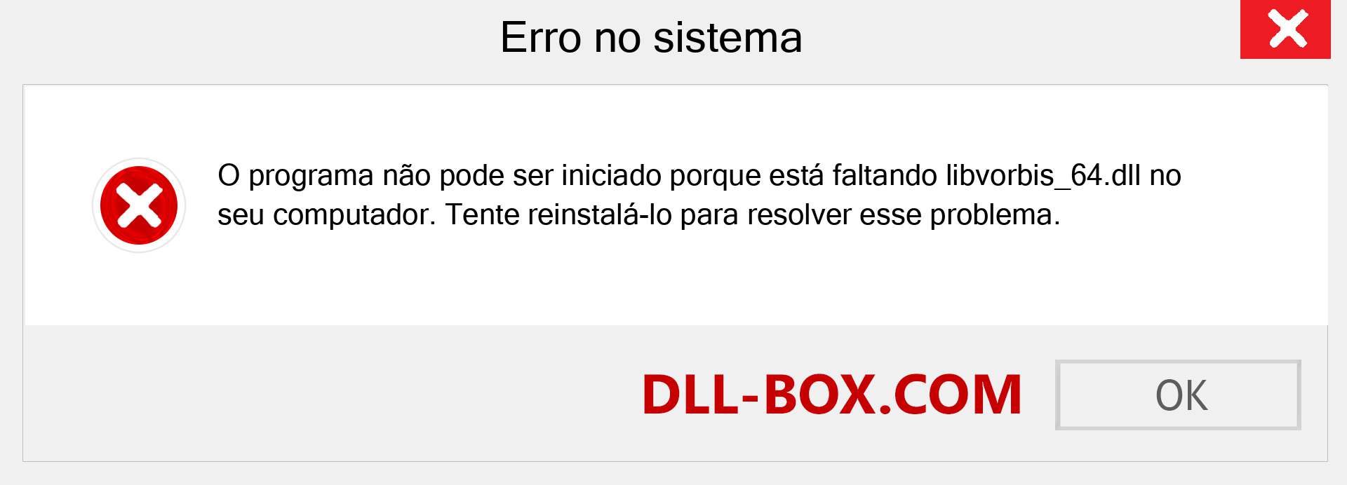 Arquivo libvorbis_64.dll ausente ?. Download para Windows 7, 8, 10 - Correção de erro ausente libvorbis_64 dll no Windows, fotos, imagens